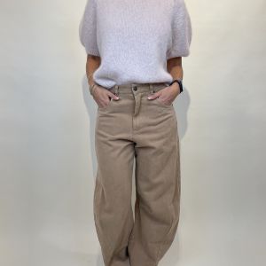 Pantalone barrel in cotone cammello Tensione in