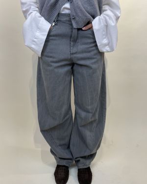 Pantalone barrel in cotone grigio Tensione in