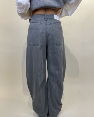 Pantalone barrel in cotone grigio Tensione in