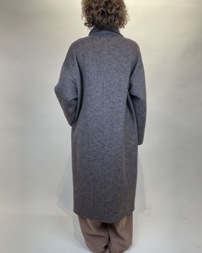 Cappotto doppiopetto con collo ecopelliccia ViCOLO
