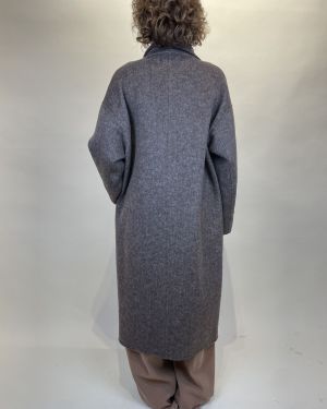 Cappotto doppiopetto con collo ecopelliccia ViCOLO