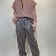Pantalone ecopelle pietra con pinces Souvenir