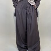 Pantalone palazzo con pinces gessato tortora VICOLO